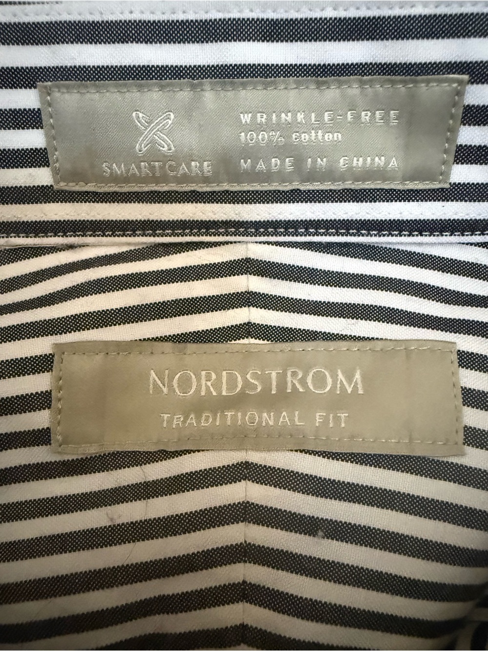 Nordstrom Men's Blue and White Striped Dress Shirt, Size 19/35 - Picture 3 of 4